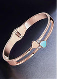 Cheap Enamel Heart and Zircon Titanium Steel Bangle