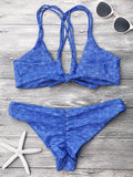 Front Knot Strappy Bikini Set