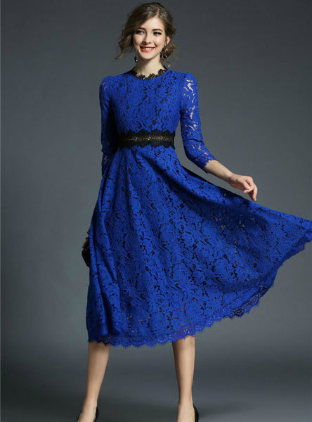 Lace Dresses Floral Crochet Hollow Out Patchwork – Ncocon
