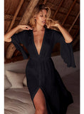 Horn Sleeve Deep V-neck Beach Dress