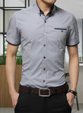 Men's Business Shirt Short Sleeves Turn-down Collar Tuxedo Shirt Shirt
