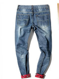 Cheap Men's Distressed Jeans with Mid Waist