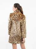 Women Long Sleeve Lapel Ladies Coat Leopard Print Coat