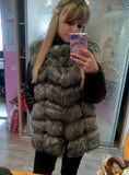 Fox Fur Coat PU Sleeves Warm Winter Coat Fox Coat