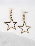 Fashion Star Chain Link Earrings GOLD