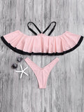 Cami Ruffles Padded Thong Bathing Suit
