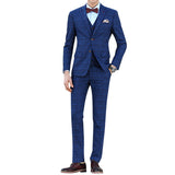 Three Pieces British Style Slim Blazers for Men Plus Size Blue Wedding Formal 