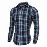 Long Sleeved Dress Shirts Spring Autumn Mens Casual Checks Pattern 