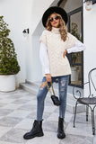 WOMEN TURTLENECK TWIST SLEEVELESS PULLOVER SWEATER