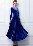 Long Sleeve Ball Gown Dress Vintage Velvet Party Dresses