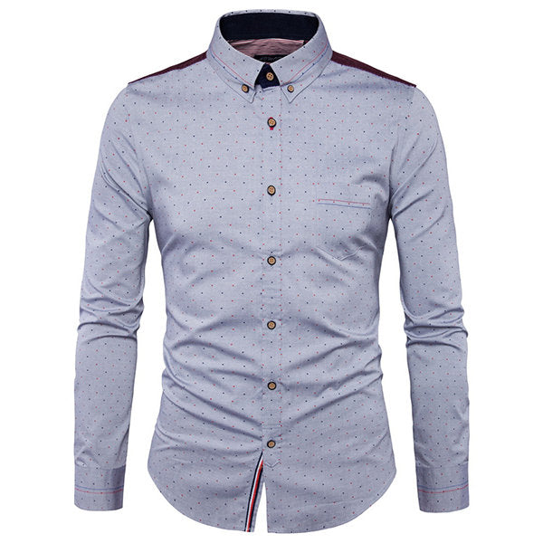 Designer Shirts for Men Stylish Stitching Patchwork Slim Printing Button Up 