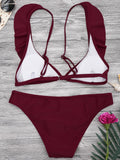 Padded Ruffle Strap Bikini Set