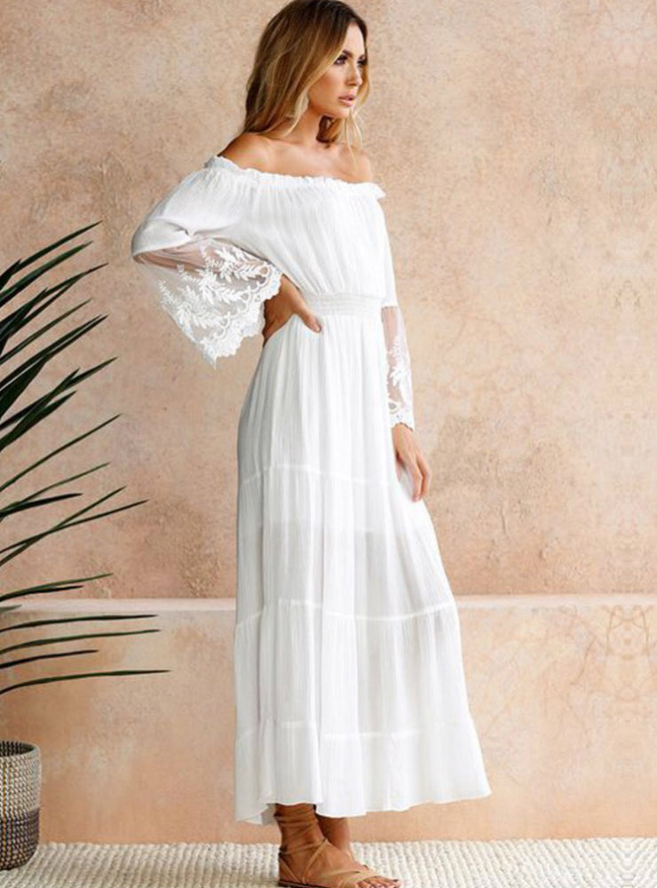 Sexy Off Shoulder Lace Boho Cotton Maxi Dress – Ncocon