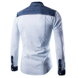 Designer Dress Shirt for Men Slim Fit Long Sleeve Chest Pocket Stitching