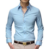 Long Sleeve Solid Color Designer Dress Shirt for Men Slim Fit Business Casual 