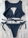 Textured Plunge Bathing Suit