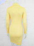 Hollow Out Lace Up Sheath Mini Dress Long Sleeve