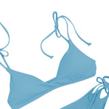 Blue Halter String Bikini Set