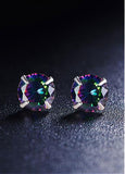 Hot Sale Colorful AAA Zircon Sterling Silver Four-Pronged Ear Studs