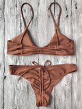 Spaghetti Straps Padded Bikini Set