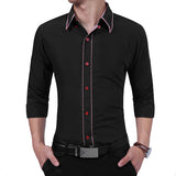 Long Sleeve Button Down Designer Dress shirt for Men Bussiness Casual Slim Fit Solid Color 