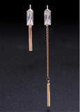 Hot Sale AAA Zircon with Bar, Golden Asymmetric 18K Gold Plated Stud Earrings