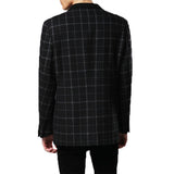 Checked Blazers for Men Black Stylish Single Breasted Casual Slim 