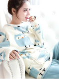 WOMEN BLUE PYJAMAS SETS THICK VELVET SUIT