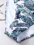 Hollow Out Leaves Print Bikini Set