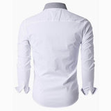Long Sleeve Designer Shirts for Men Business Casual Solid Color Turn-Down Slim Fit 