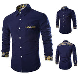 Printing Designer Shirts for Men Casual Stylish Stitching Button Up 