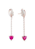 Popular Micro Pave Zirconia Wings with Rose 925 Sterling Silver Stud Earrings
