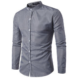  Long Sleeve Cotton Designer Shirt for Men Pin Checked Stand Collar Casual Business 