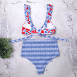 Unique Print Front Tie Bikini Set