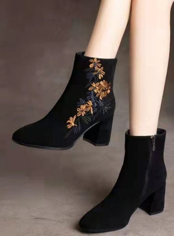 Pretty Embroidery Ankle Boots