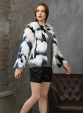 Colorful Thickened Round Neck Winter Fur Coat 