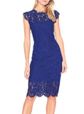 Women's Bodycon Sleeveless Little Cocktail Party Dress with Floral Lace