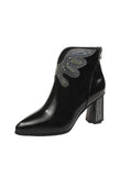 WOMEN'S FASHION RHINESTONE THICK HEEL BOOTS