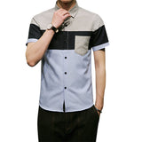 Designer Bessiness Shirt for Men Slim Fit Patchwork Bust Pocket Button Down 