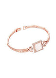 Micro Pave Zirconia Square with Cat's Eye, Rose Gold, Rose Gold Plated Bracelet, 