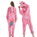 PINK EYES UNICORN WINTER ADULTS ANIMAL PAJAMAS 