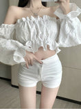 Queenly Puff Sleeves Blouses&shirts Tops