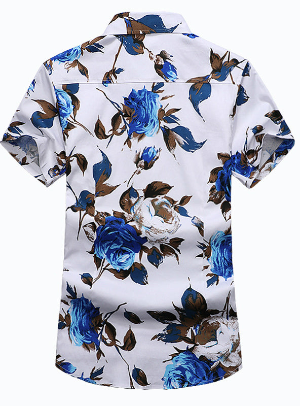 Mens Shirt Slim Fit Short Sleeve Floral Shirt Mens Clothing – Ncocon