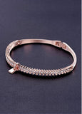 Simple Micro Pave AAA Zirconia Zipper, Rose GoldGold Plated Bangle