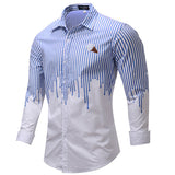 Designer Shirts for Men Stylish Stripes Printing Cotton Slim 