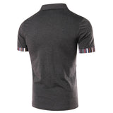 Short Sleeve Slim Fit Spring Summer Tops Casual Stitching Polo Shirt 