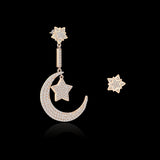 Hot Sale Full Drill Star Moon Ear-Hook Stud Earrings