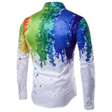 Style Casual Personality 3D Splash Ink Printing Long Sleeve Dress Shirts for Men