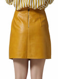 PU Leather Skirts Brief Pockets Back Zipper Faldas 