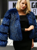 Women Faux Fur Fox Fur Long Sleeve Fur Coat